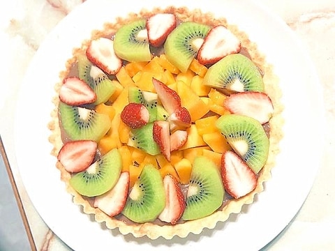 フルーツたっぷり!ココアカスタードのタルト♪